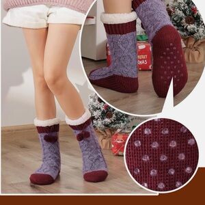 Cozy Purple and Red Knit Socks NWT